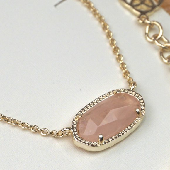 Kendra Scott Elisa Pendant Necklace in Rose Quartz + Dust Bag - Picture 4 of 4